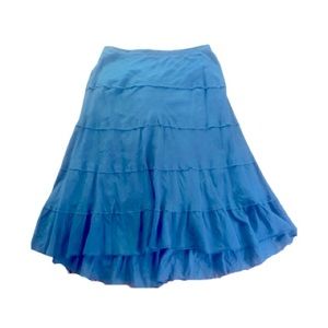 Blue Ruffle Midi Skirt